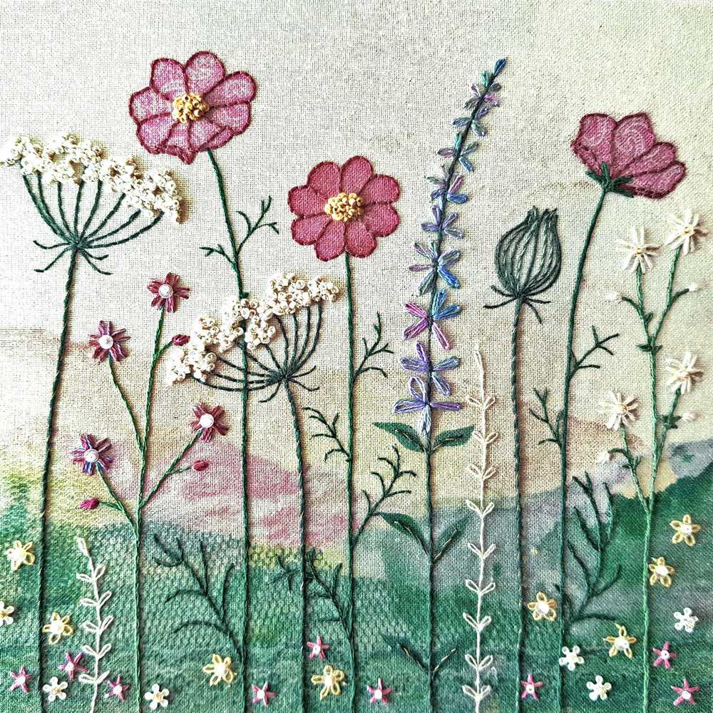 Beaks and Bobbins Summer Hedgerow Textile Art Embroidery Kit