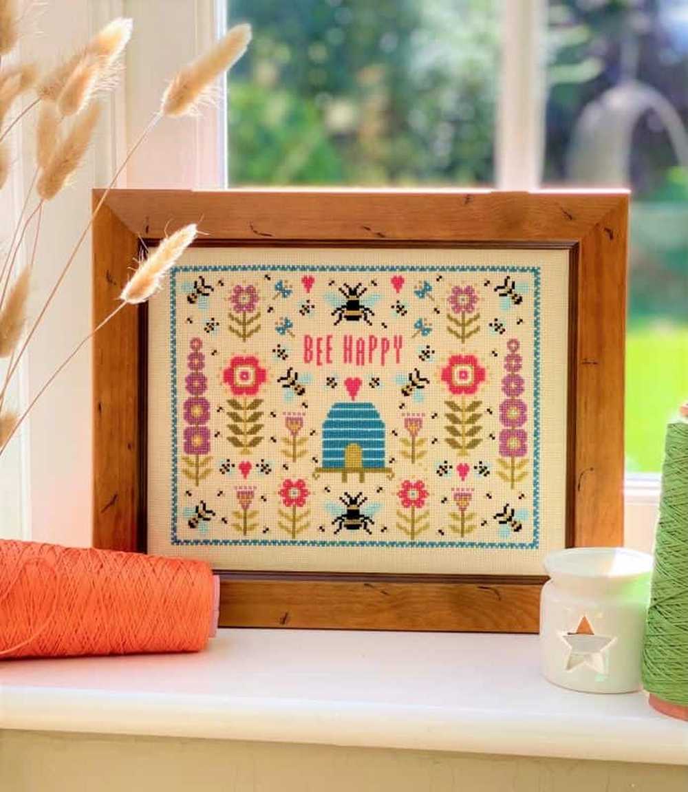 Bee Happy Cross Stitch Kit Historical Sampler Co