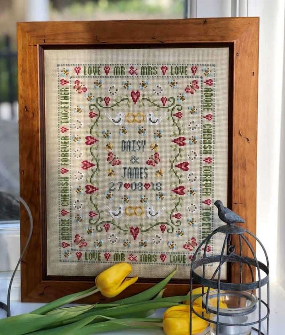 Bee Wedding Sampler Cross Stitch Kit Historical Sampler Co