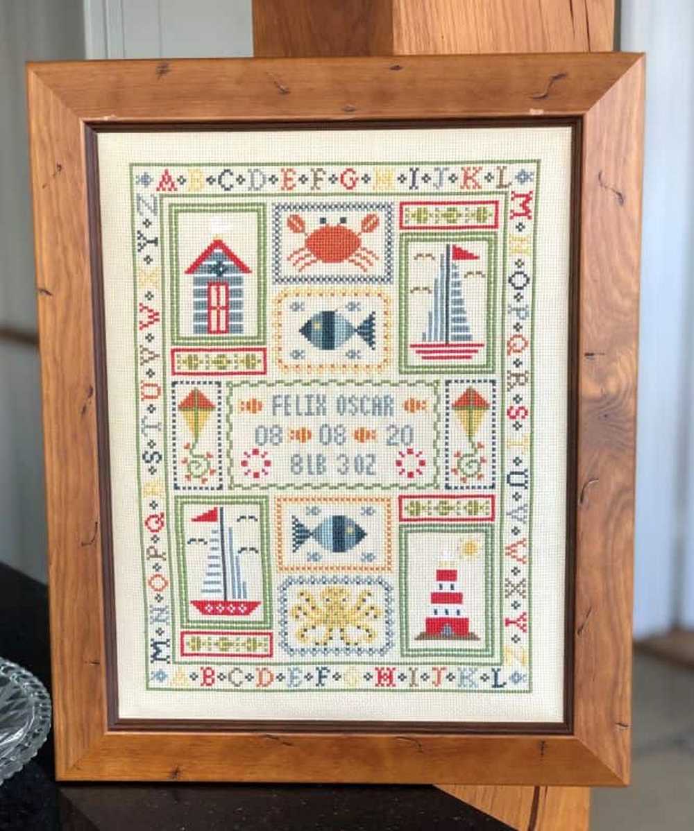 Boat Birth Sampler Cross Stitch Kit Historical Sampler Co