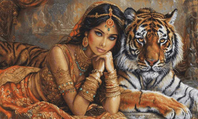 The Indian Princess & The Royal Tiger ~Cross Stitch Kit ~ Luca S