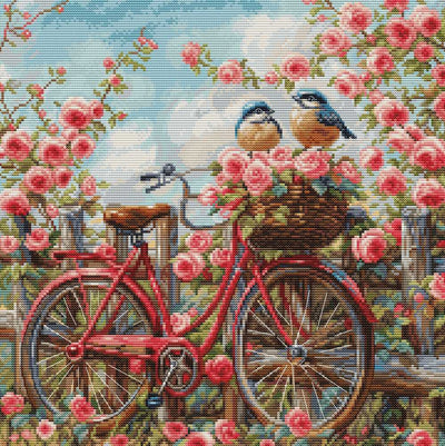 Bicycle with Roses ~ Cross Stitch Kit ~ Luca S