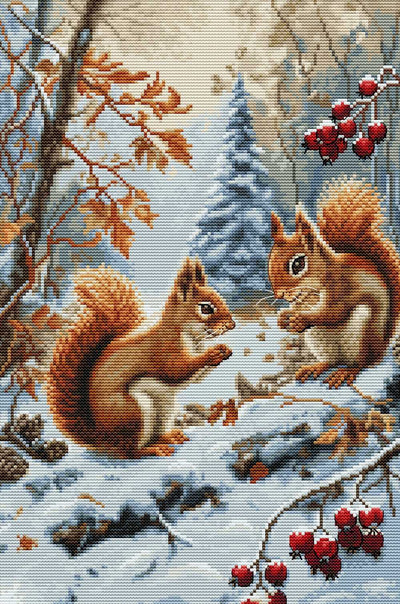 Joy of the Squirrels ~ Cross Stitch Kit ~ Luca S