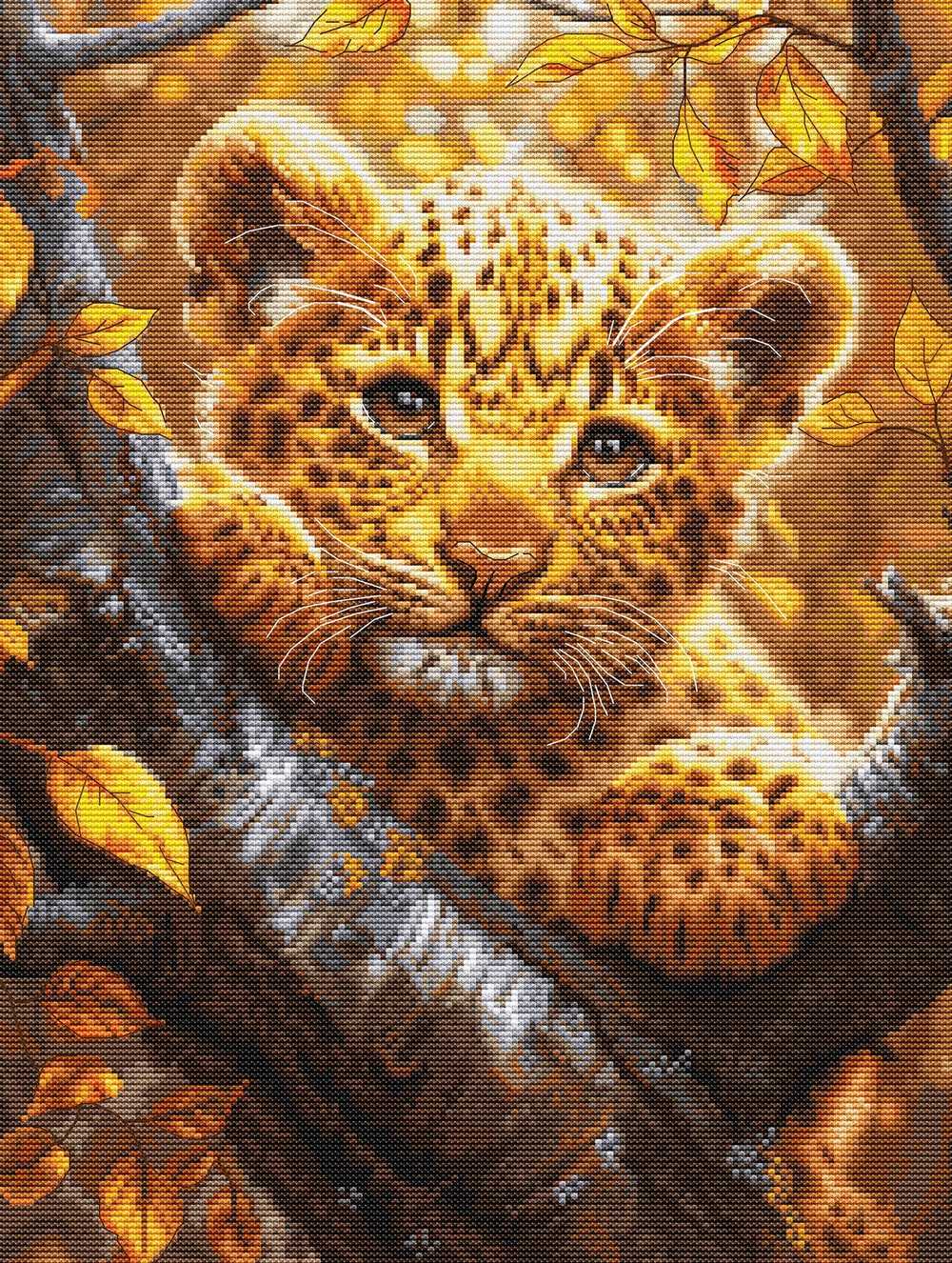 Leopard Cub at Sunrise ~Cross Stitch Kit ~ Luca S
