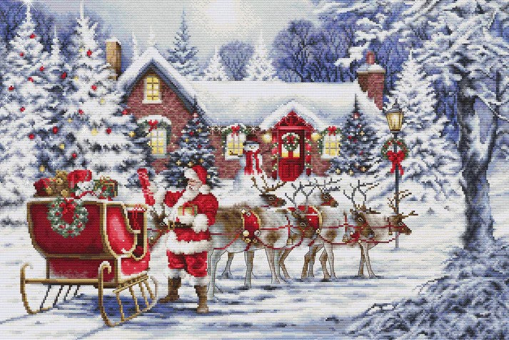 Santa's Visit Cross Stitch Kit ~ Luca S GOLD