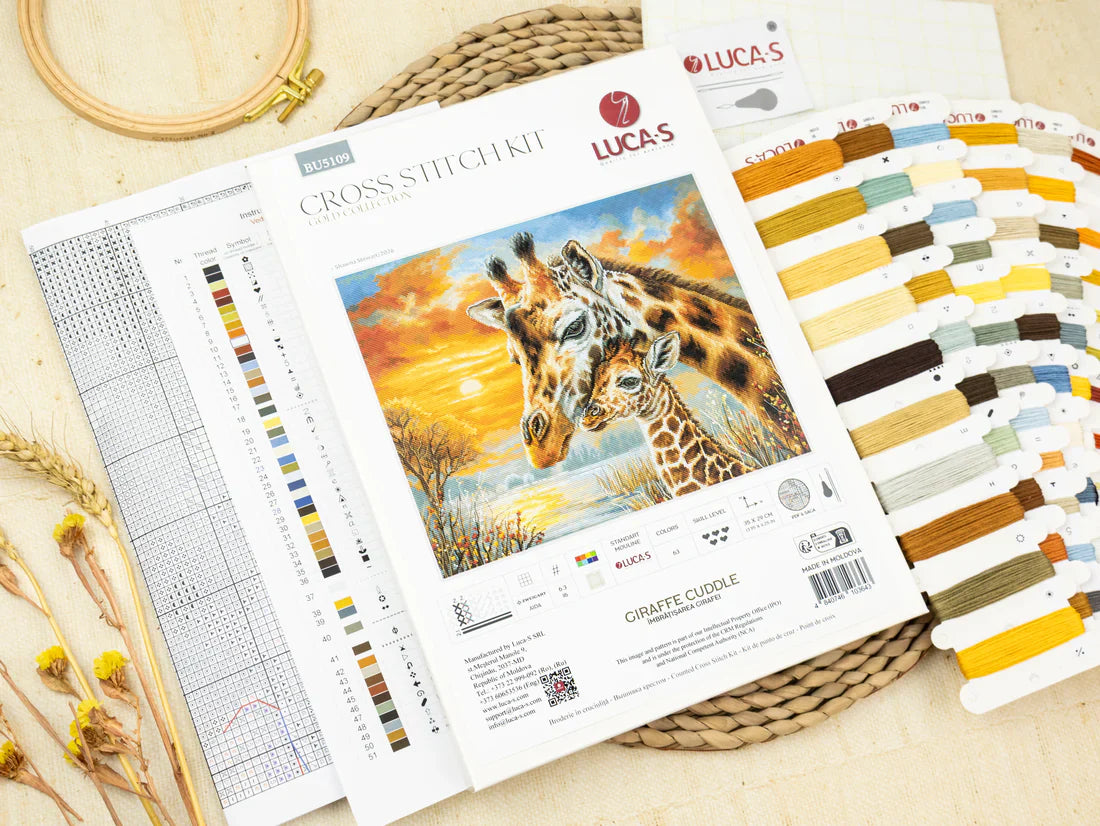 Giraffe Cuddle Cross Stitch Kit ~ Luca S GOLD