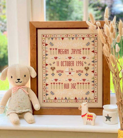 Bunting Cradle Birth Sampler Cross Stitch Kit Historical Sampler Co