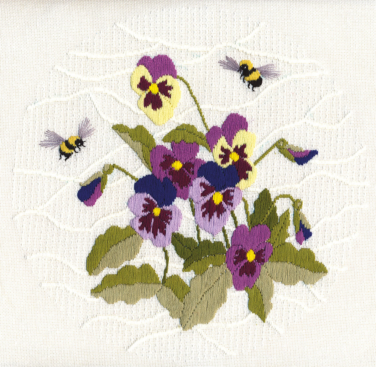 Pansies and Bees Embroidery Kit ~ PANNA