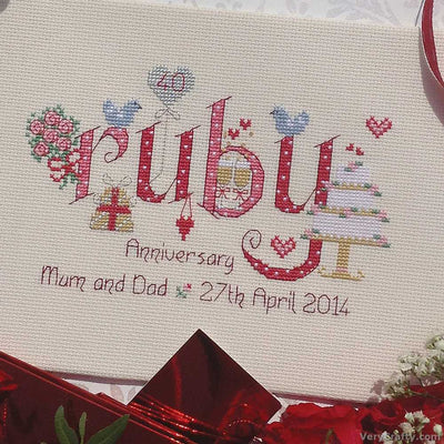 Nia Cross Stitch - Ruby Wedding Anniversary Cross Stitch Kit