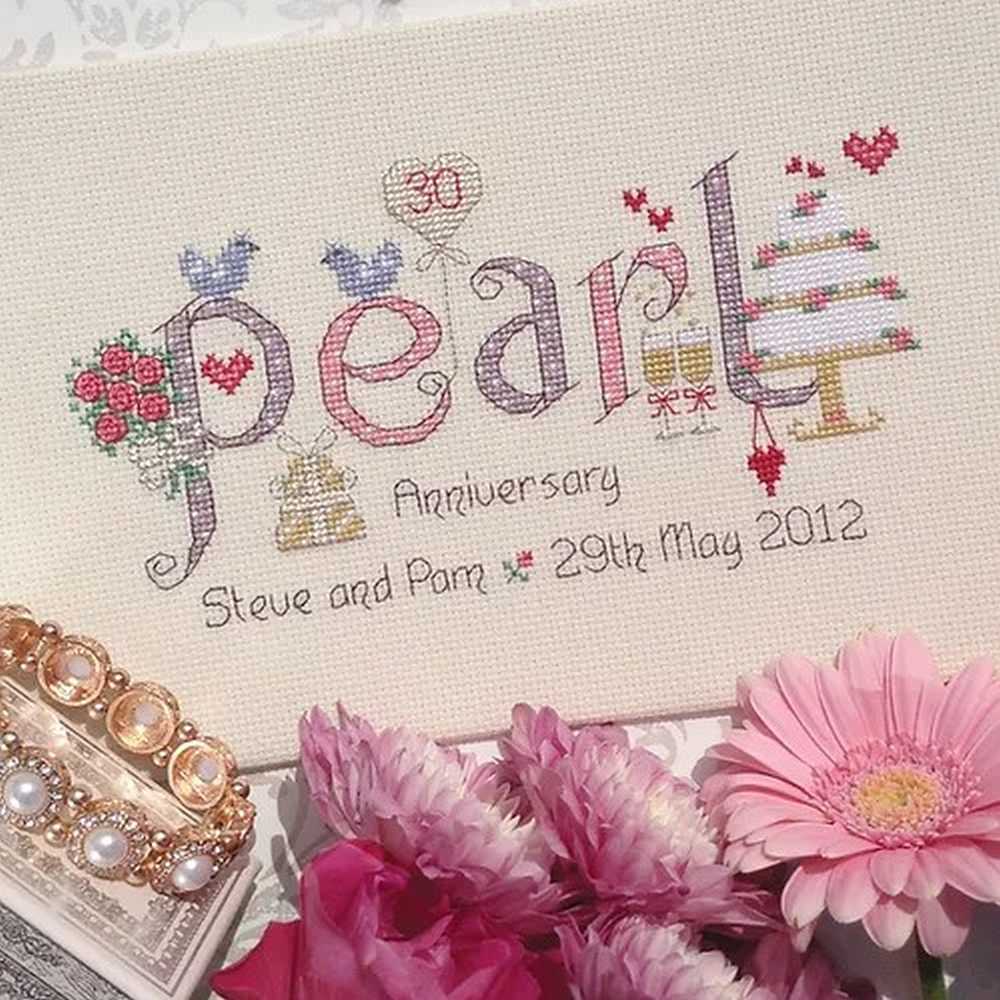 Nia Cross Stitch - Pearl Wedding Anniversary Cross Stitch Kit