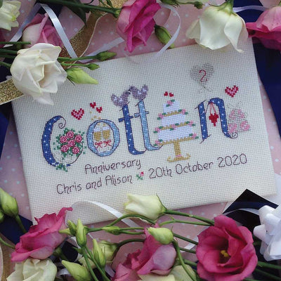 Nia Cross Stitch - Cotton 2nd Wedding Anniversary Cross Stitch Kit