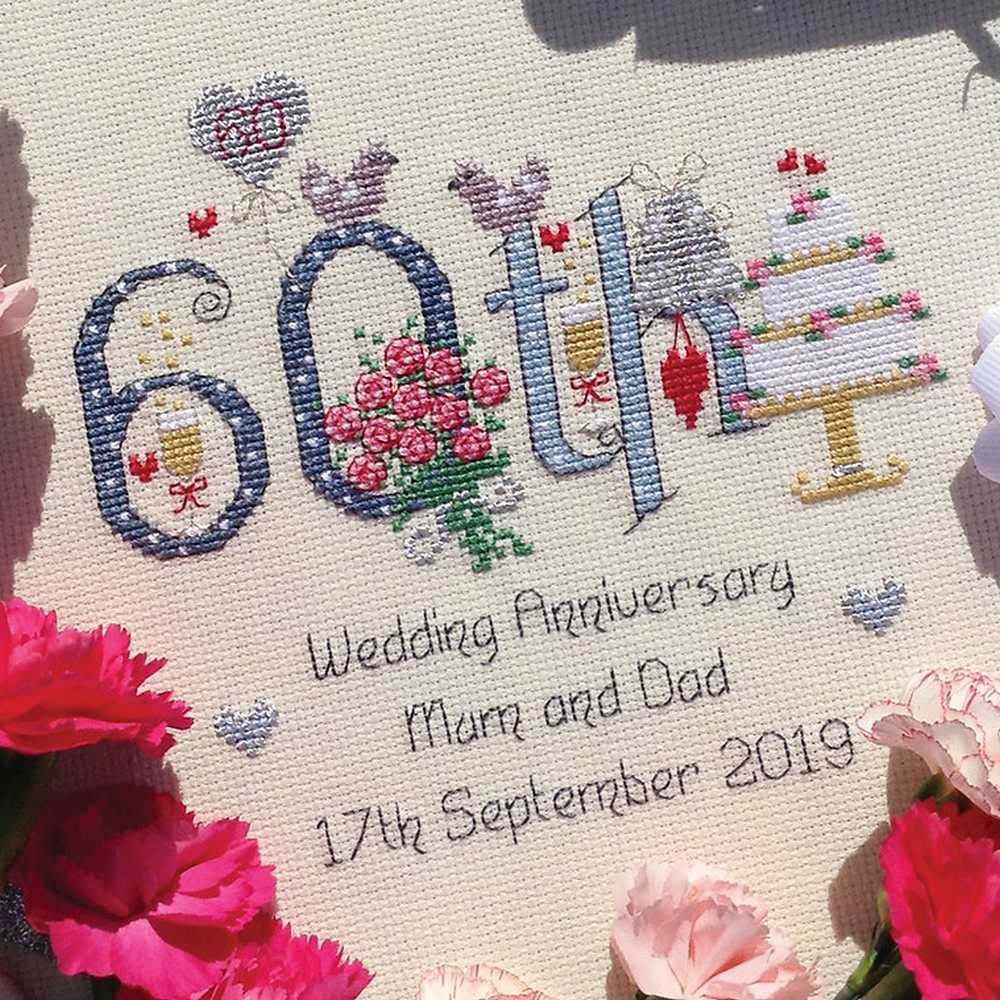 Nia Cross Stitch- 60th Wedding Anniversary Cross Stitch Kit