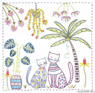 Cats Tropical Holiday Embroidery Kit ~ Un Chat Dans L'Aiguille