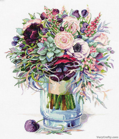 Bouquet with Anemones Cross Stitch Kit ~ PANNA