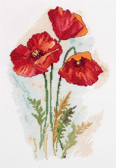 Watercolour Poppies Cross Stitch Kit ~ PANNA