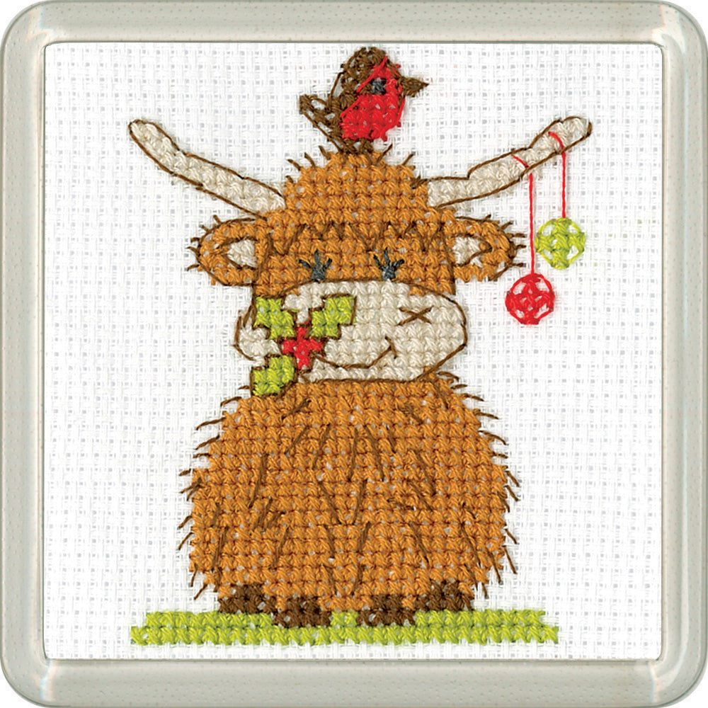 Highland Baubles Cross Stitch COASTER Kit Heritage Crafts