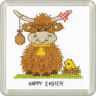 Highland Easter COASTER Cross Stitch Kit - Heritage Crafts
