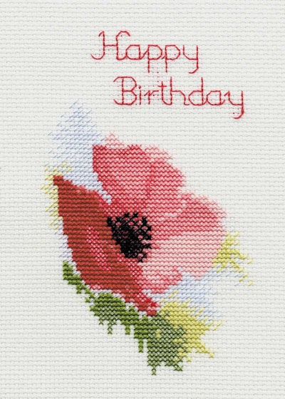Greeting Card - Poppy  Cross Stitch Kit by Derwentwater Designs