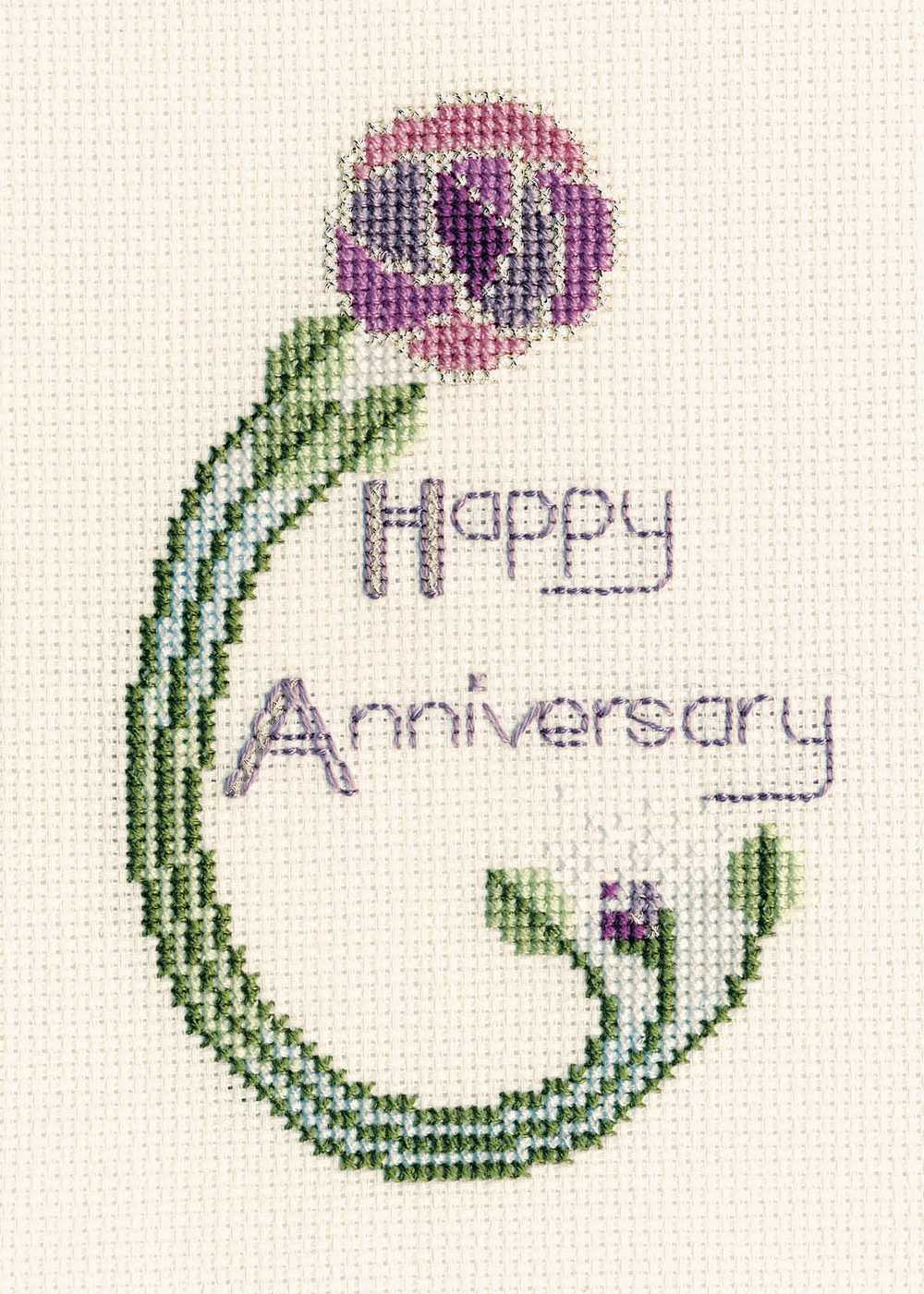 Greeting Card - Mackintosh Rose  Cross Stitch Kit by Derwentwater Designs