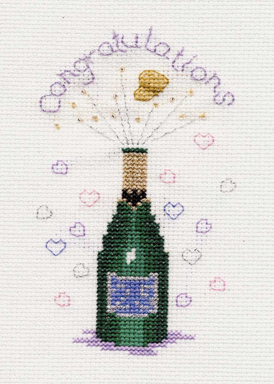 Greeting Card - Champagne  Cross Stitch Kit by Derwentwater Designs