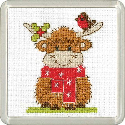 Highland Scarf Cross Stitch COASTER Kit Heritage Crafts