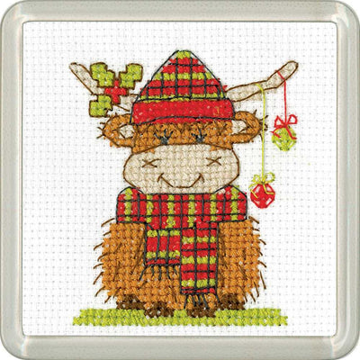 Highland Tartan Cross Stitch COASTER Kit Heritage Crafts