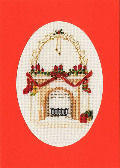 Christmas Card - Fireplace Cross Stitch Kit by Derwentwater