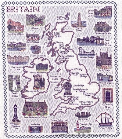 Map Of Britain Cross Stitch Kit - Classic Embroidery