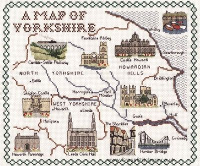 Yorkshire Map Cross Stitch Kit - Classic Embroidery