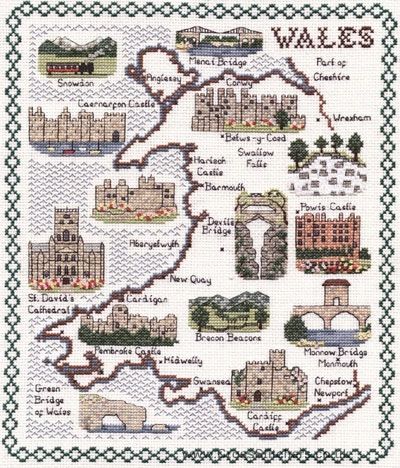 Wales Map Cross Stitch Kit - Classic Embroidery