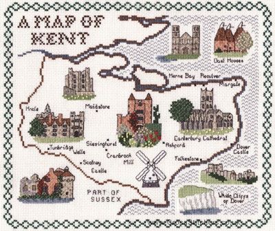 Kent Map Cross Stitch Kit - Classic Embroidery