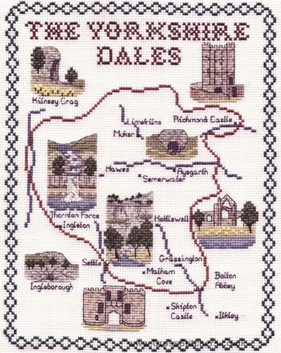 Yorkshire Dales Map Cross Stitch Kit - Classic Embroidery