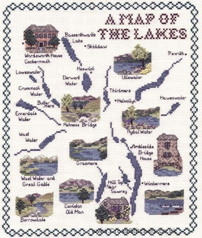 The Lakes Map Cross Stitch Kit  - Classic Embroidery
