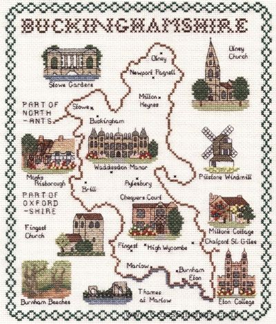 Buckinghamshire Map Cross Stitch Kit  - Classic Embroidery