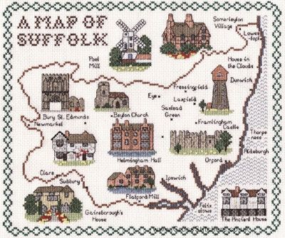 Suffolk Map Cross Stitch Kit - Classic Embroidery