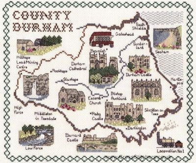 County Durham Map Cross Stitch Kit  - Classic Embroidery