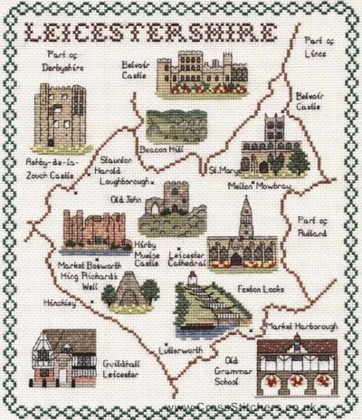Leicestershire Map Cross Stitch Kit - Classic Embroidery