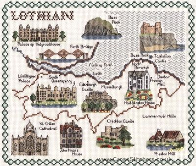 Lothian Map Cross Stitch Kit  - Classic Embroidery