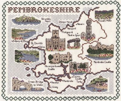 Pembrokeshire Map Cross Stitch Kit - Classic Embroidery