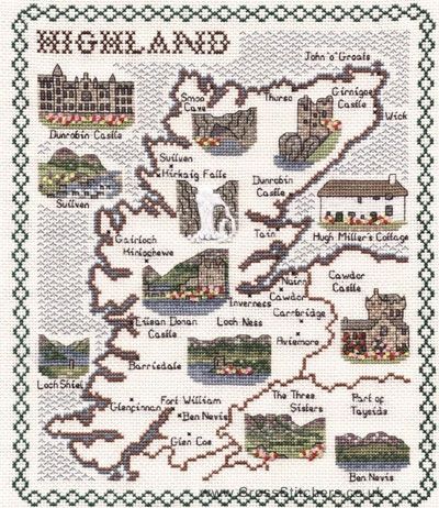 Highland Map Cross Stitch Kit - Classic Embroidery