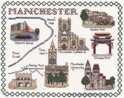 Manchester Map Cross Stitch Kit - Classic Embroidery