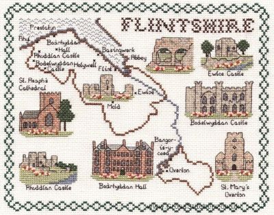 Flintshire Map Cross Stitch Kit - Classic Embroidery