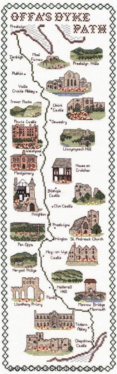 Offa's Dyke Path Map Cross Stitch Kit - Classic Embroidery
