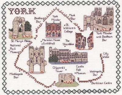 York Map Cross Stitch Kit - Classic Embroidery