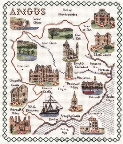 Angus Map Cross Stitch Kit - Classic Embroidery