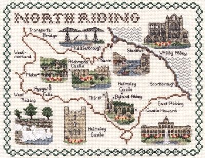 North Riding Map Cross Stitch Kit - Classic Embroidery