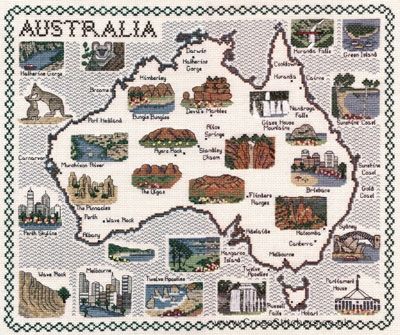 Map Of Australia Cross Stitch Kit - Classic Embroidery SALE