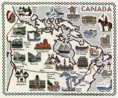 Map Of Canada Cross Stitch Kit - Classic Embroidery