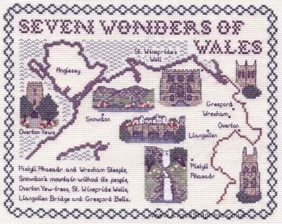 Seven Wonders of Wales Map Cross Stitch Kit - Classic Embroidery