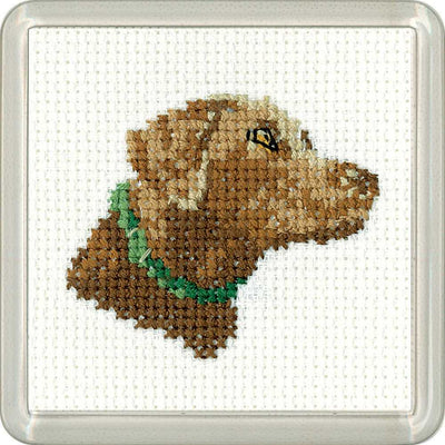 Chocolate Labrador Cross Stitch COASTER Kit Heritage Crafts